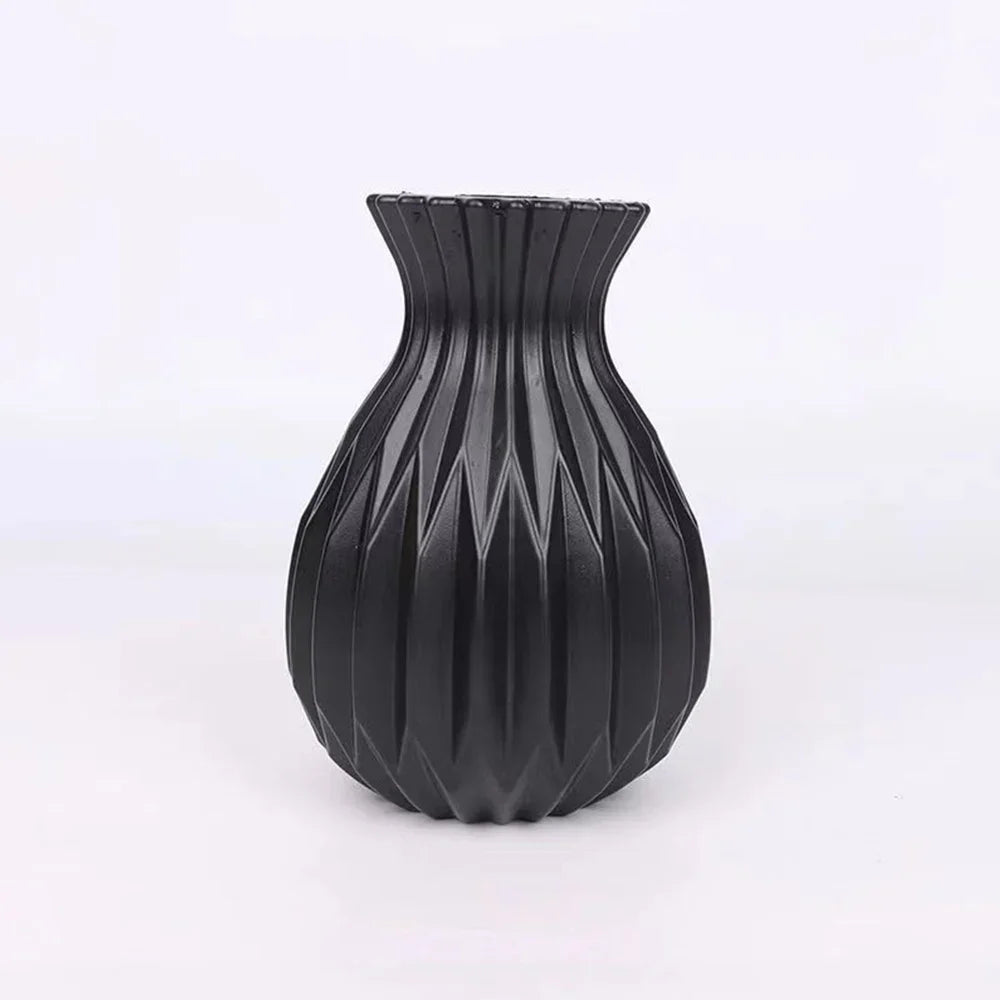 Nordic Style Plastic Flower Vase for Home Decor - black - Vase