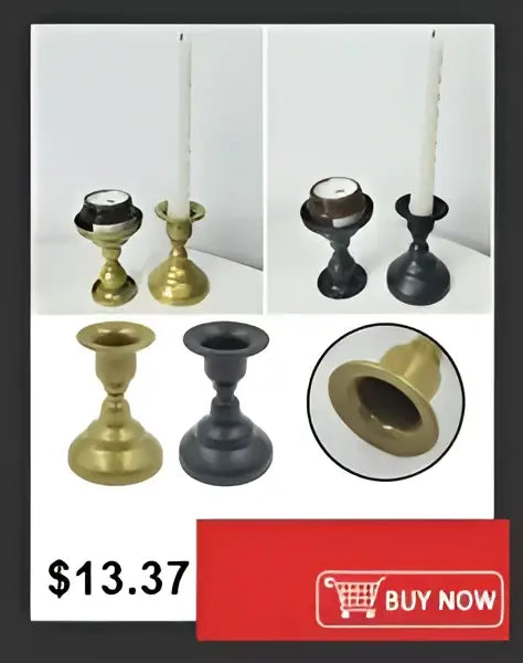 Black and gold metal candle holders with classic elegant design complement DecorBites™ plastic flower vase for home decor