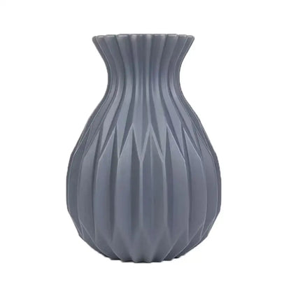 Gray geometric decorbites™ nordic style plastic flower vase with ribbed faceted design for home decor use