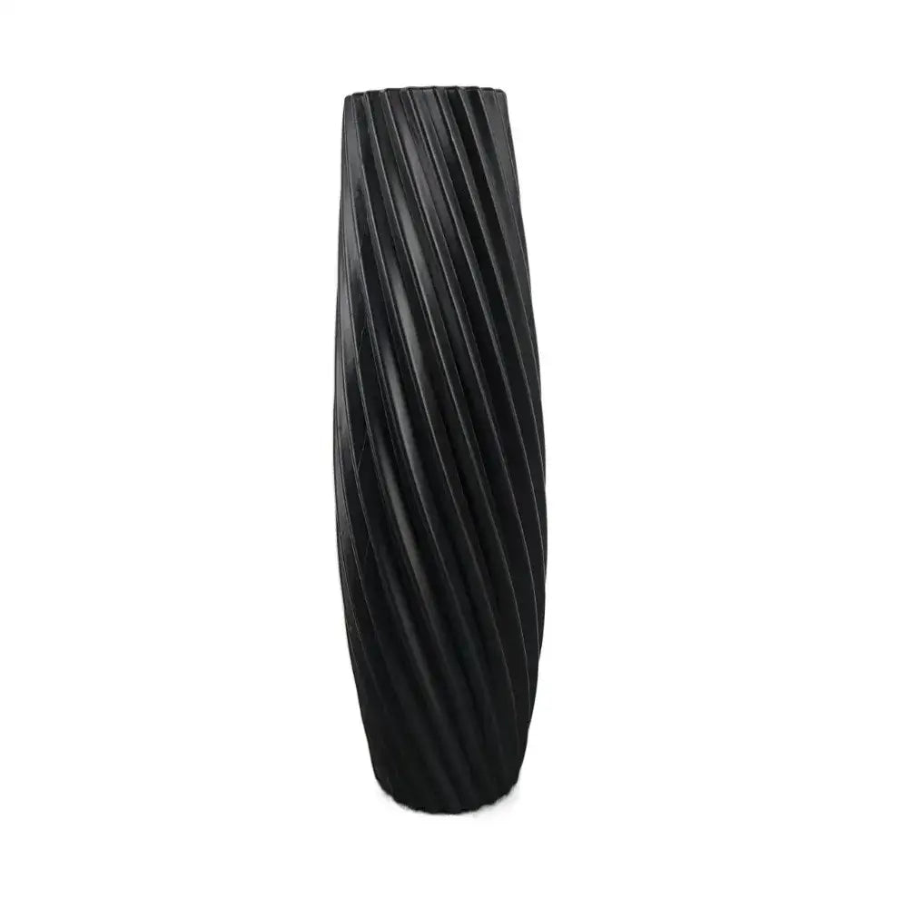 Black tall decorbites™ nordic style plastic flower vase with sleek twisted ribbed design for home decor