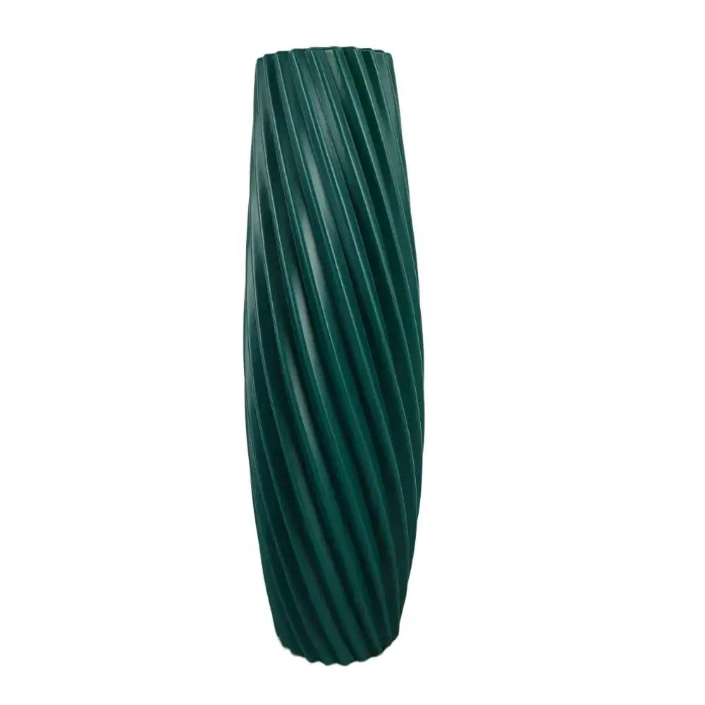 Dark green ribbed plastic flower vase with smooth glossy finish decorbites™ nordic style home decor