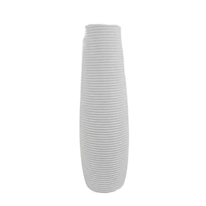 Decorbites™ nordic style tall slender white plastic flower vase with textured ribbed surface for home decor