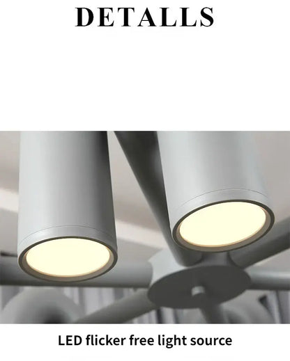 Decorbites™ nordic u shape led ceiling chandelier with sleek silver cylindrical shape led and warm even illumination