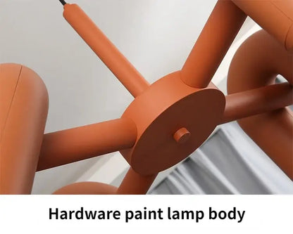 Decorbites™ nordic u shape led ceiling chandelier with terracotta matte geometric industrial hardware paint finish