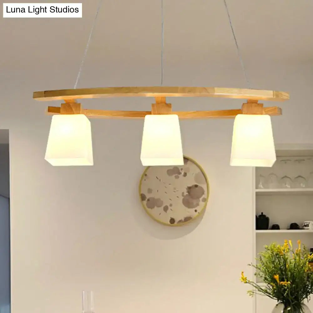 Decorbites nordic wood island pendant ceiling light with three white glass shades for dining room lighting