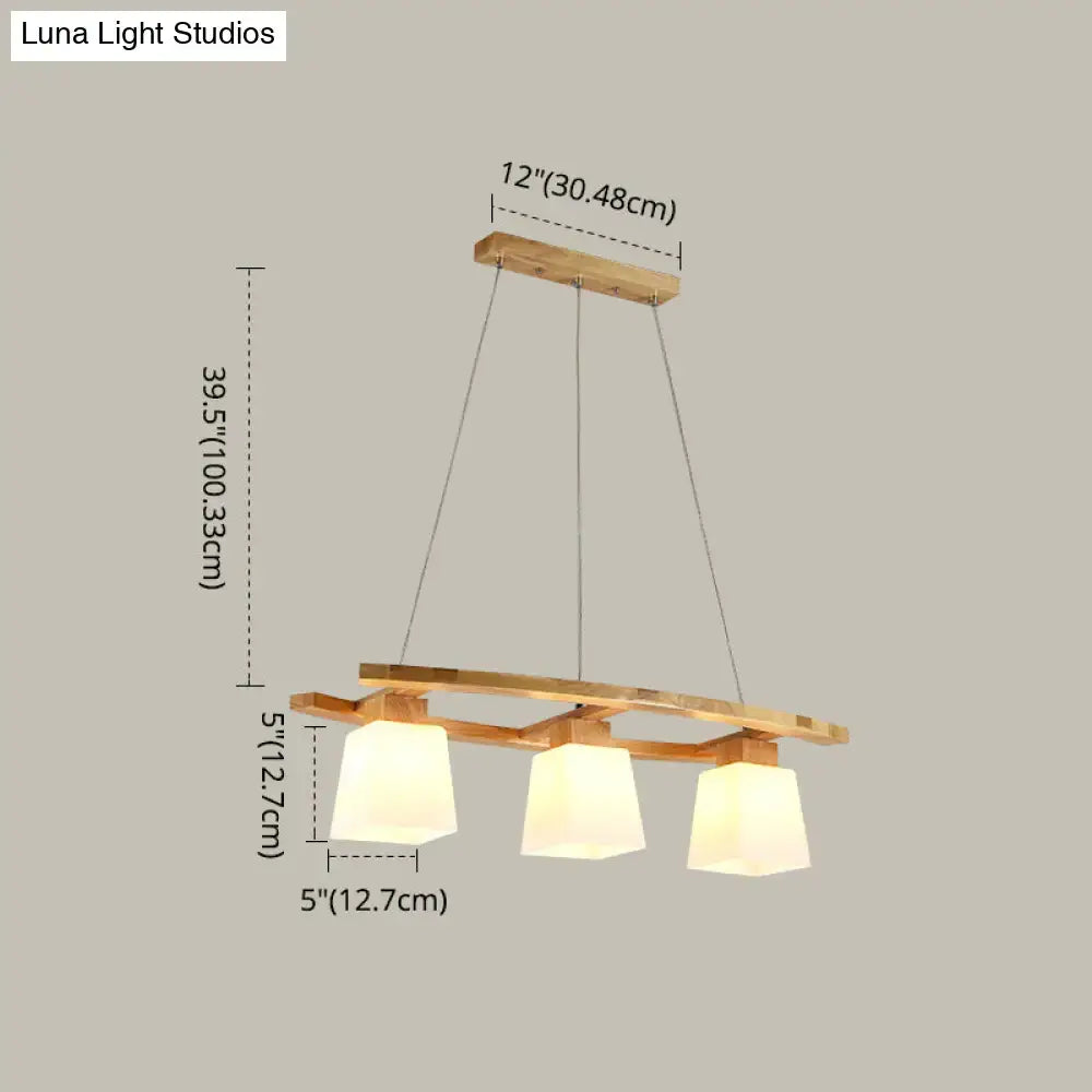 DecorBites™ nordic wood pendant light with warm glass lampshade for dining table compatible with led incandescent fluorescent 220v-240v 110v-120v