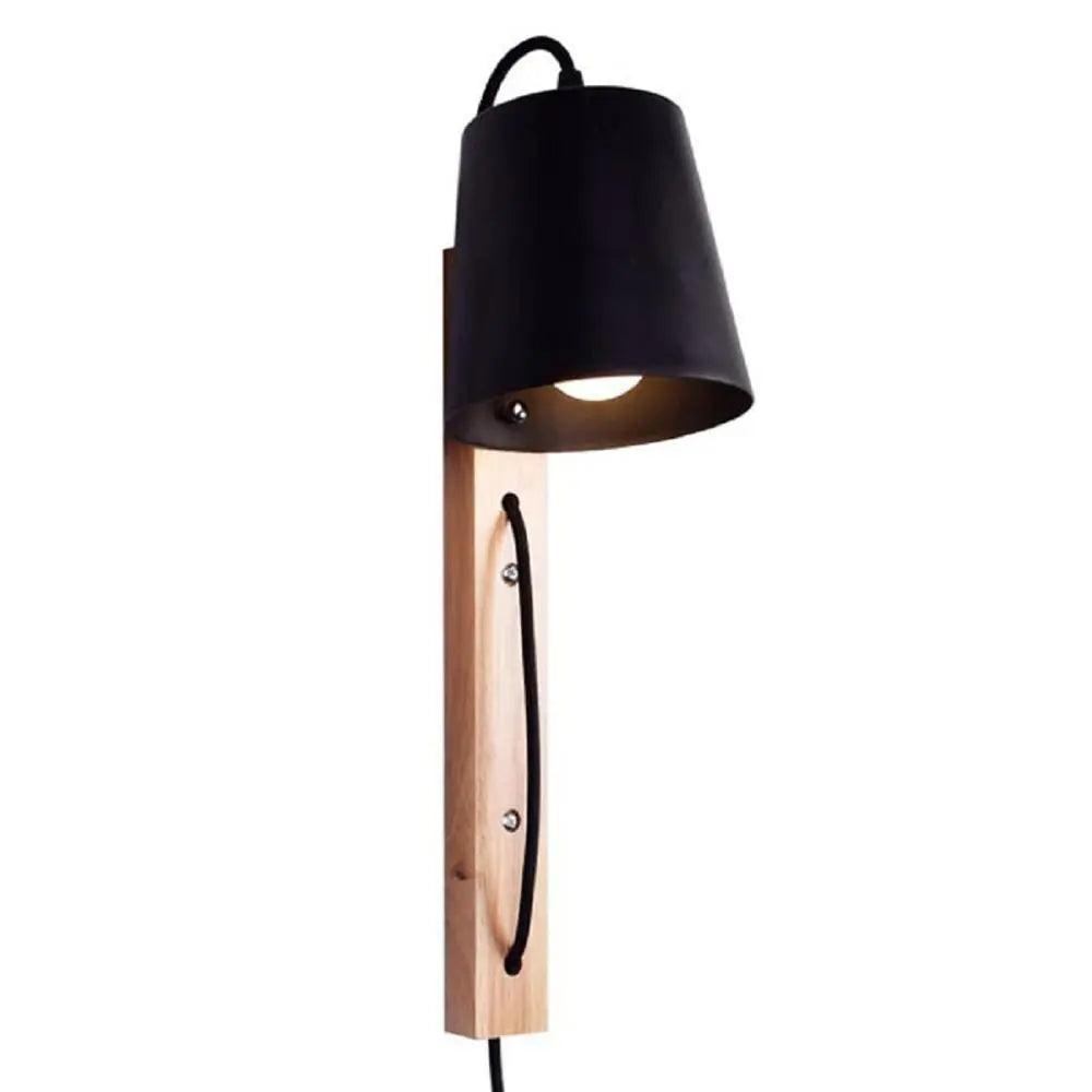 Nordic Wood Plug In Wall Sconce