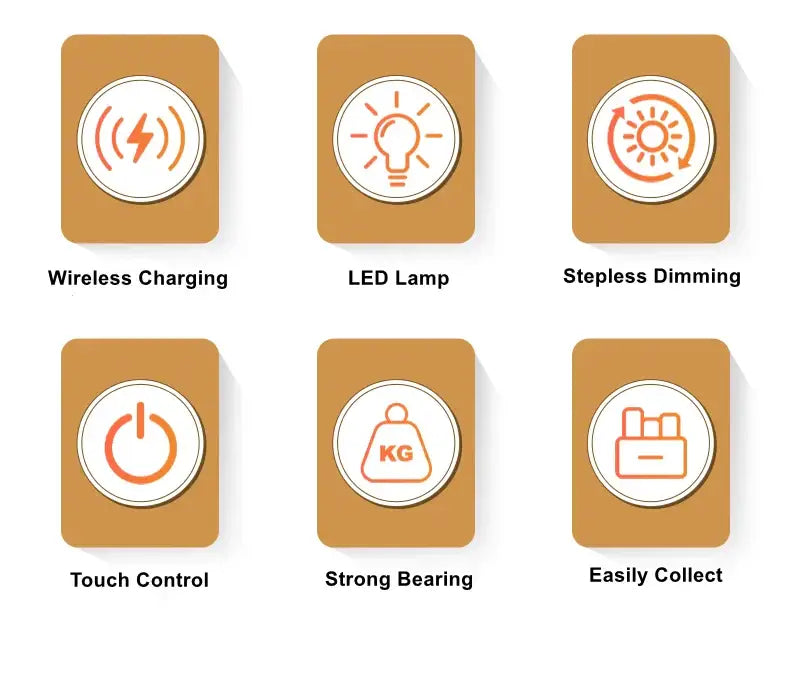 Decorbites™ novelty floating lamp with stepless dimming led lamp and detachable 10w wireless charger for bedroom and office use