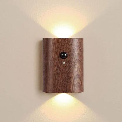 Odin Motion Sensor Battery Operated Wall Sconce - Dark Wood