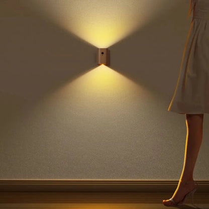 Warm-toned rectangular metallic decorbites odin battery operated wall sconce with motion sensor for operated wall use