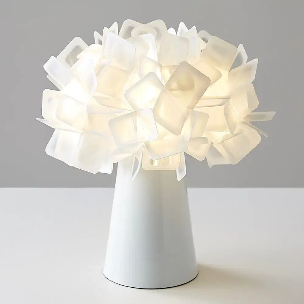 Decorbites™ origami metal flower night lamp with white translucent plastic shade and cast iron base for living room lighting