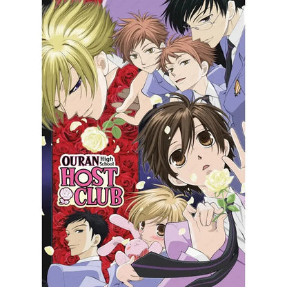 Decorbites™ ouran high school host club pink poster featuring vibrant school host club characters with red and white roses