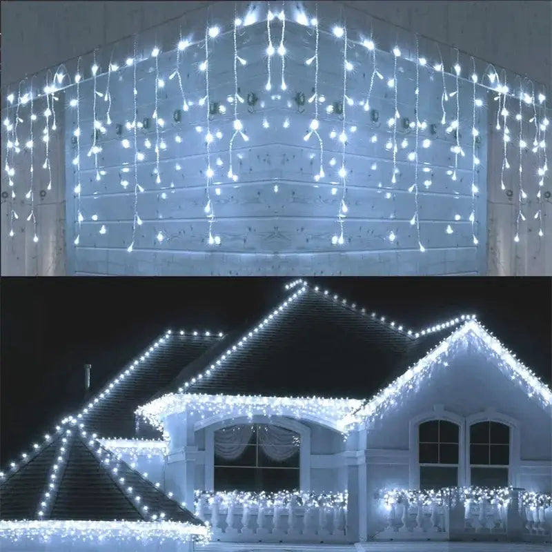 White led icicle curtain string lights from decorbites outdoor christmas waterfall lights for festive decoration