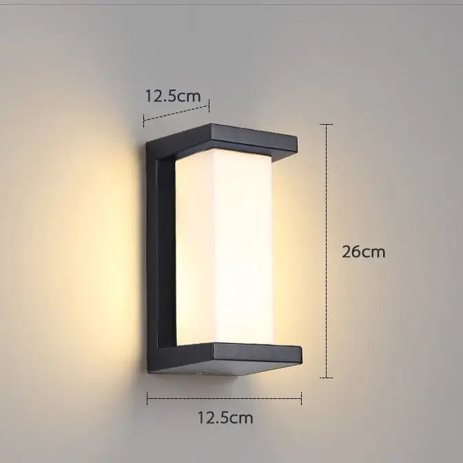Decorbites™ outdoor motion activated black led porch light with rectangular wall-mounted design and frosted glass diffuser