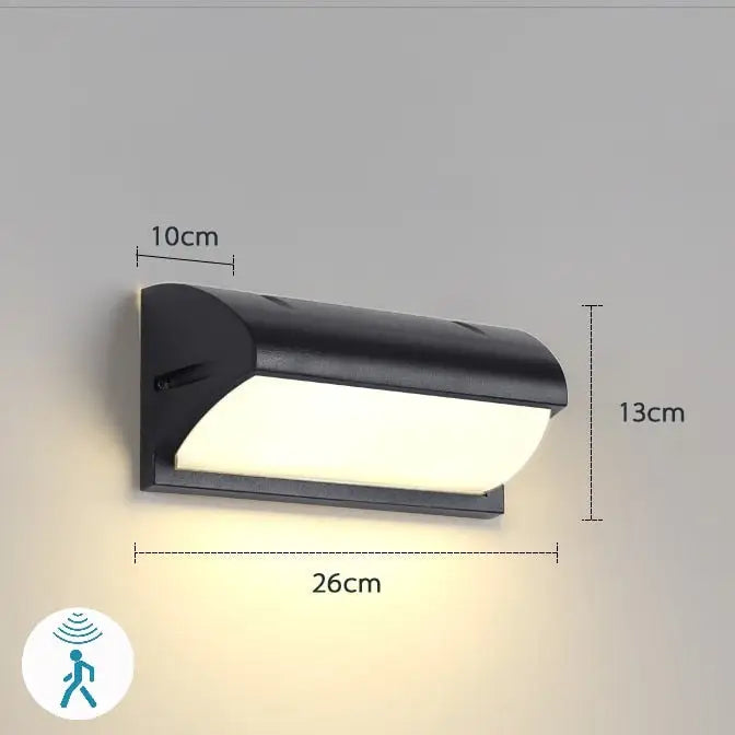 Decorbites™ black outdoor led porch light with motion sensor and frosted diffuser for porch illumination