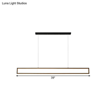 DecorBites™ oversized 39-inch led island pendant light with aluminum black ceiling and warm natural light frame
