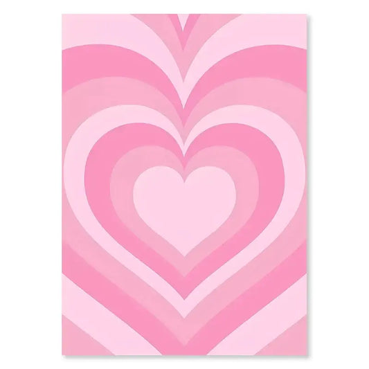 Decorbites™ pastel danish flower wall art poster featuring vertical concentric pink hearts in gradient for home decor