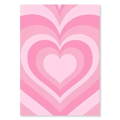 DecorBites pastel smile flower canvas wall art featuring vertical concentric hearts in varying pink shades