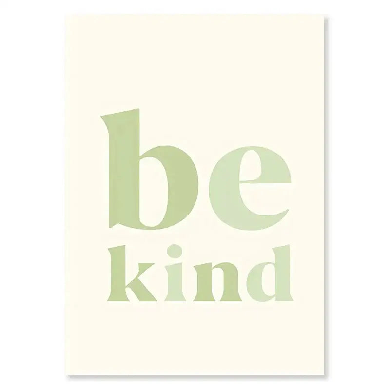 Decorbites™ pastel smiley flower wall art poster with minimalist cream background and be kind sage green text wall art