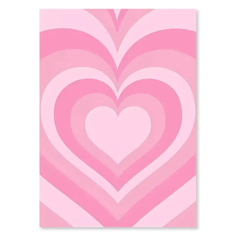 Decorbites™ pastel smiley flower wall art poster featuring rectangular canvas with vertical pink concentric hearts gradient