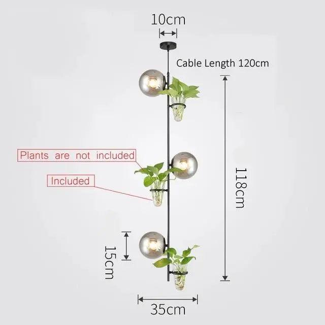 Pendant Planter Light - 3 Head Black / Gray / Cold White