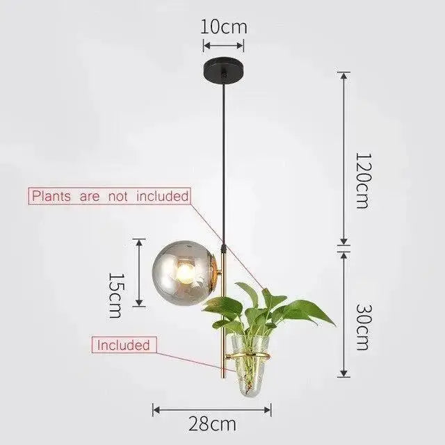 Decorbites™ pendant planter light with frosted glass globe, gold metal accents, and integrated hanging plant holder