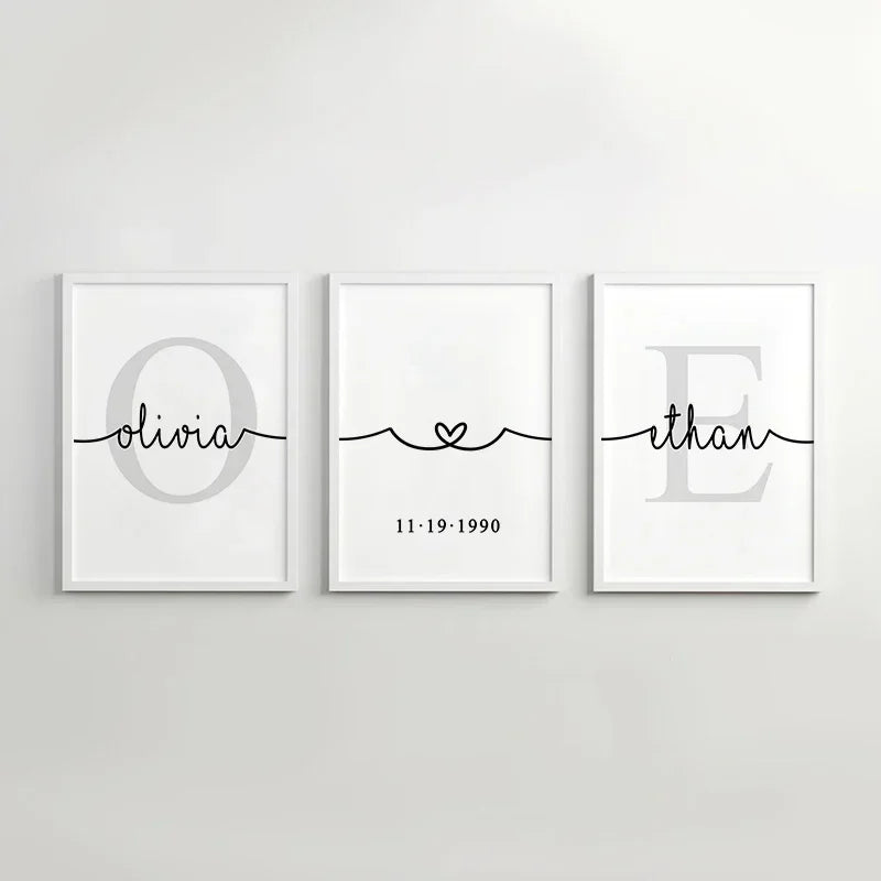 Personalized Set of 3 Custom Name Wall Art - Posters