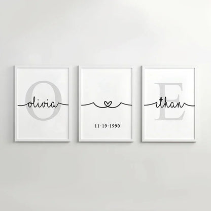 Personalized Set of 3 Custom Name Wall Art - Posters
