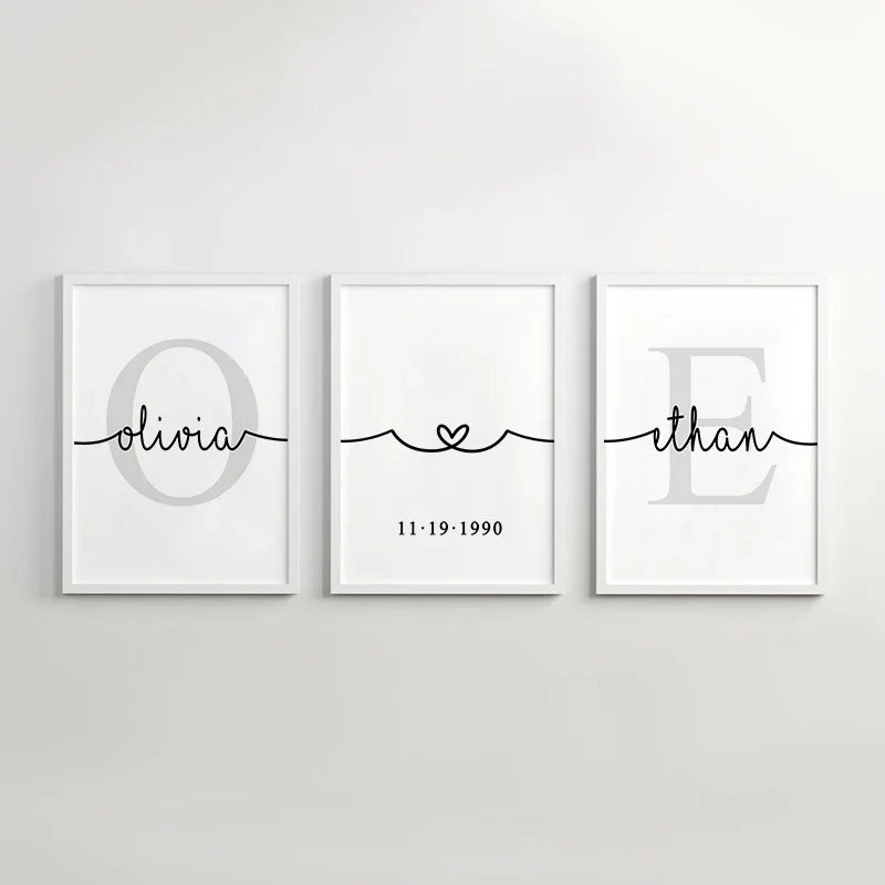 Personalized Set of 3 Custom Name Wall Art - Posters