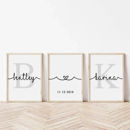 Personalized Set of 3 Custom Name Wall Art - Posters