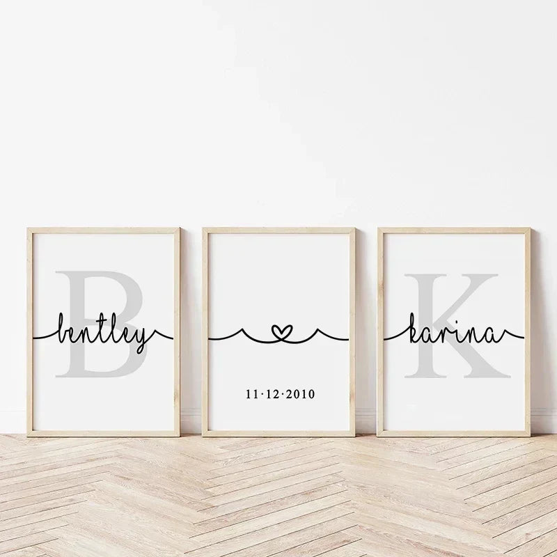 Personalized Set of 3 Custom Name Wall Art - Posters