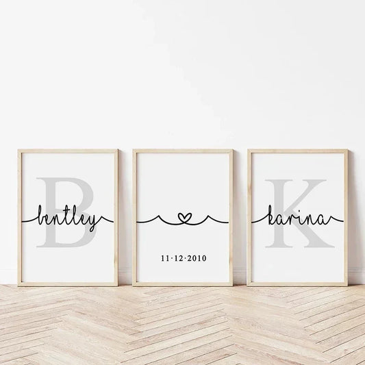 Personalized Set of 3 Custom Name Wall Art - Posters