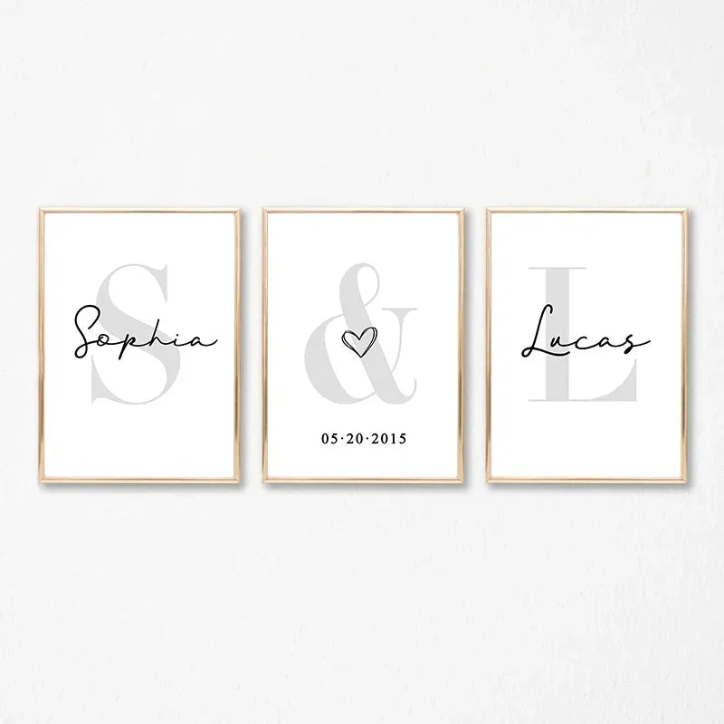 Personalized Set of 3 Custom Name Wall Art - Posters