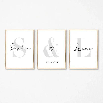 Personalized Set of 3 Custom Name Wall Art - Posters