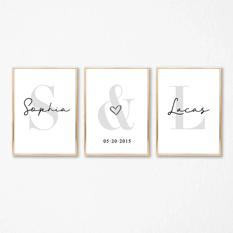 Personalized Set of 3 Custom Name Wall Art - Posters