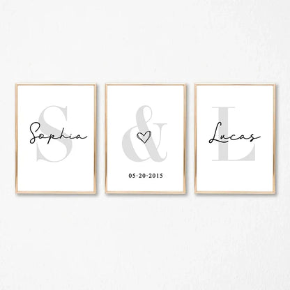 Personalized Set of 3 Custom Name Wall Art - Posters