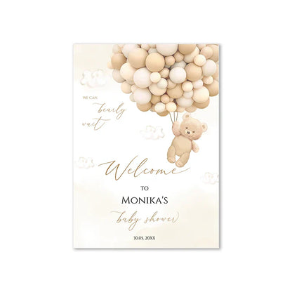 Personalized Teddy Bear Baby Shower Welcome Sign - Picture 3 / 10x15cm No Frame - Posters