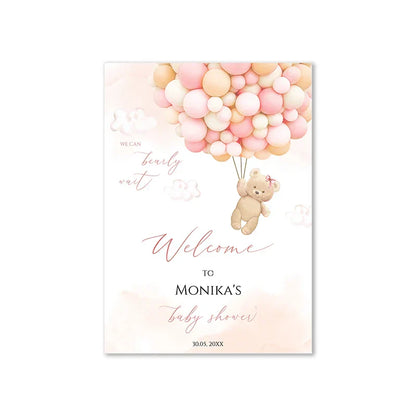 Personalized Teddy Bear Baby Shower Welcome Sign - Picture 1 / 10x15cm No Frame - Posters