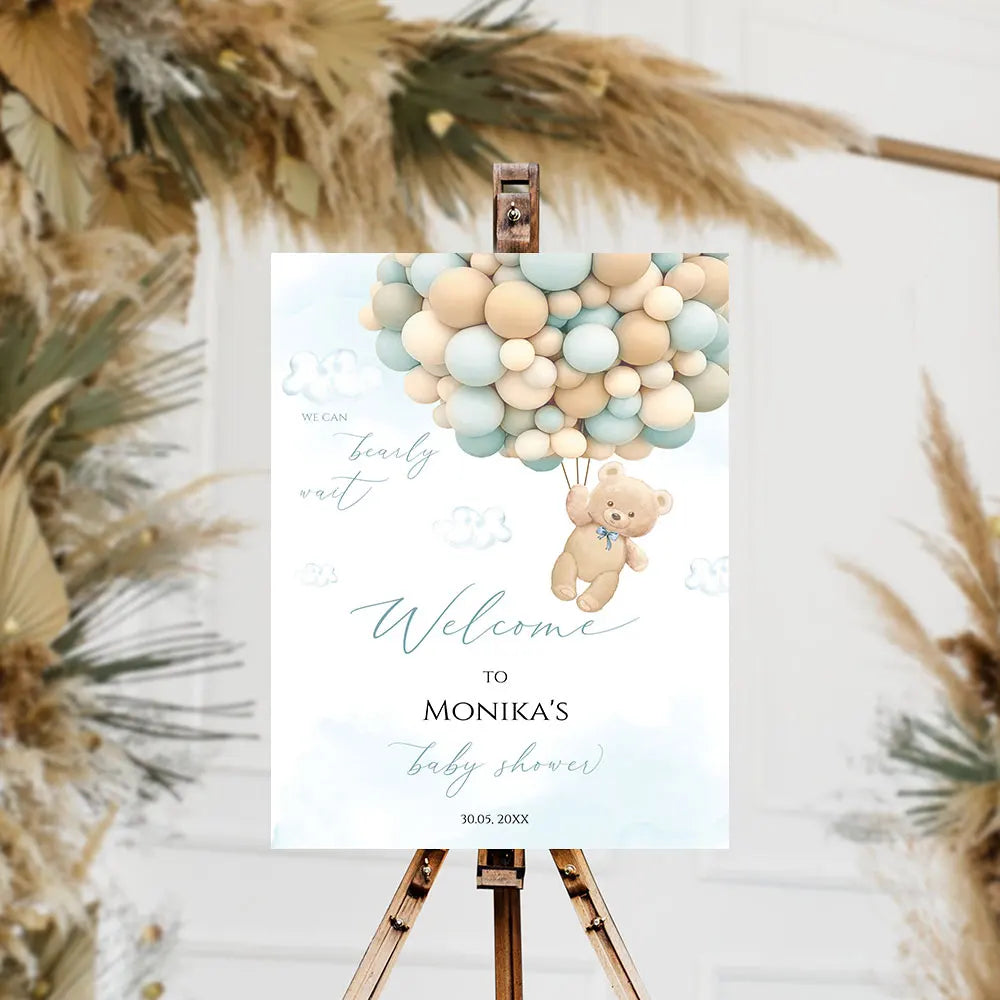Personalized Teddy Bear Baby Shower Welcome Sign - Posters