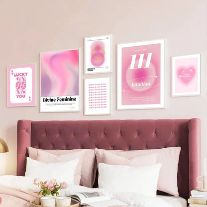 Pink Angel Number Poster - Gallery Wall Art - Posters