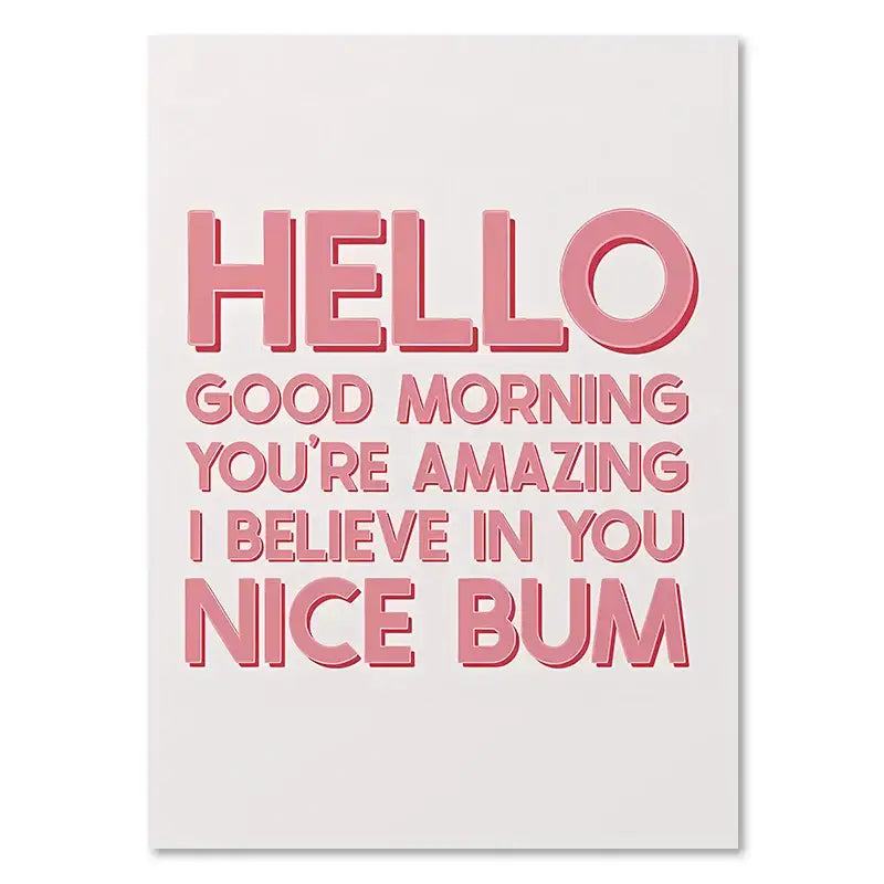 DecorBites™ pink makeup funny quote art poster with 3d motivational text on a light gray background