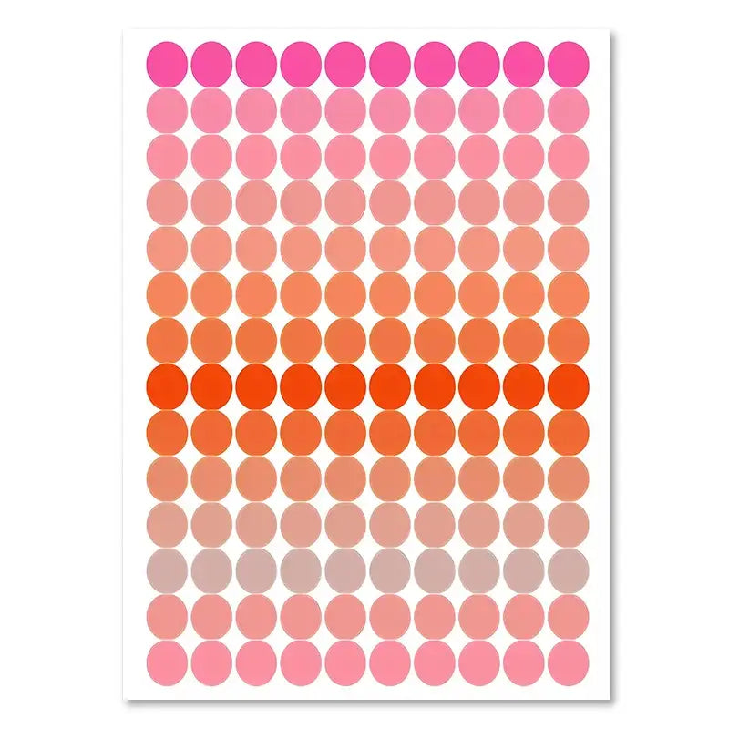 A decorbites™ pink makeup funny quote art poster featuring a sheet of circular adhesive stickers in pink to orange gradient