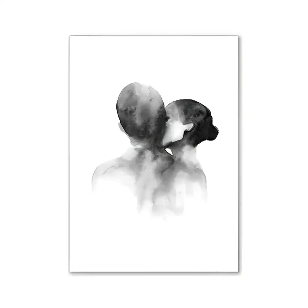 Black and white watercolor wall art of two figures embracing for decorbites™ pink minimalist modern wall art girls room