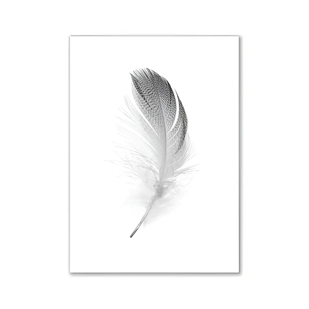 Decorbites™ pink minimalist wall art featuring a delicate monochrome feather print on white canvas for girls room modern wall art