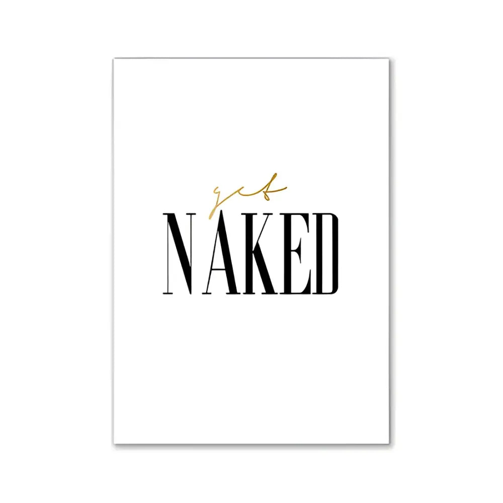 White rectangular DecorBites™ wall art with bold black naked serif font and gold cursive script for pink aesthetic room