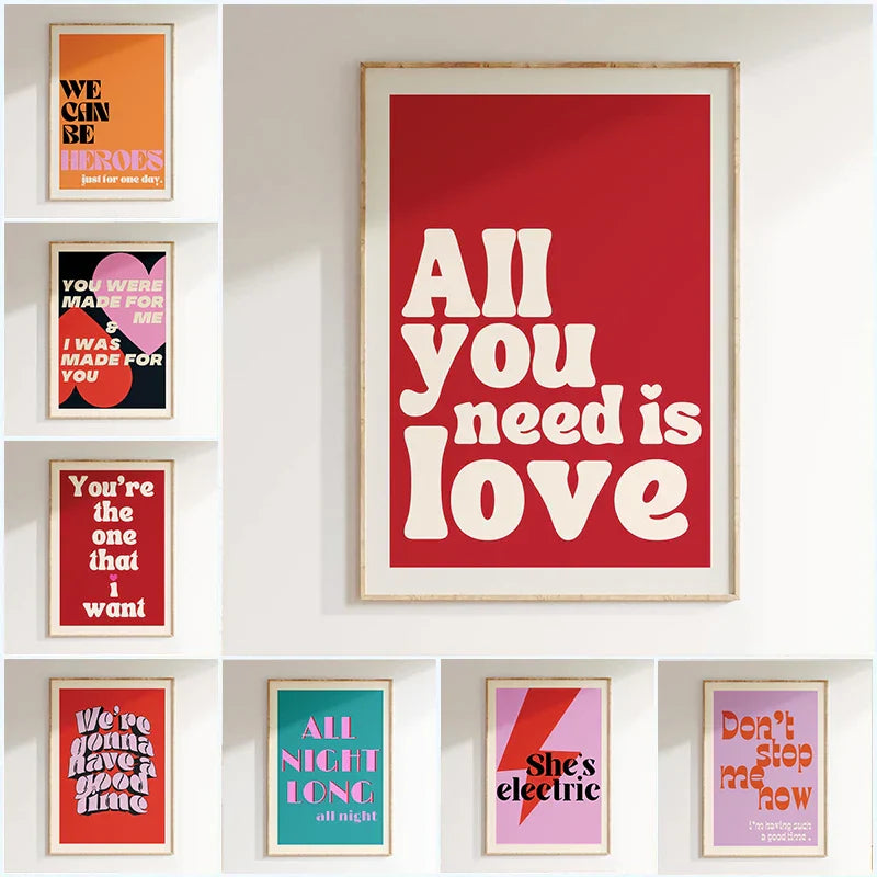 Pink Music Lyrics Wall Art Canvas - Posters