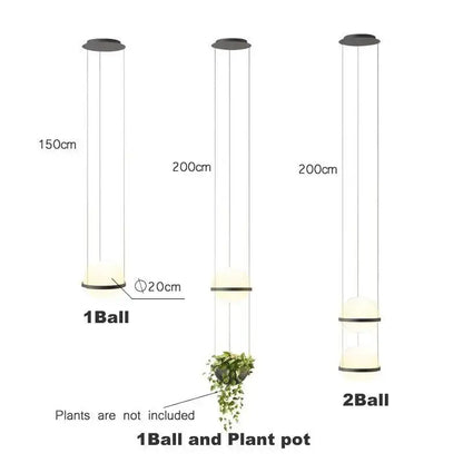 Decorbites™ planter light pendant chandelier with modern minimalist black metal and glass light pendant design