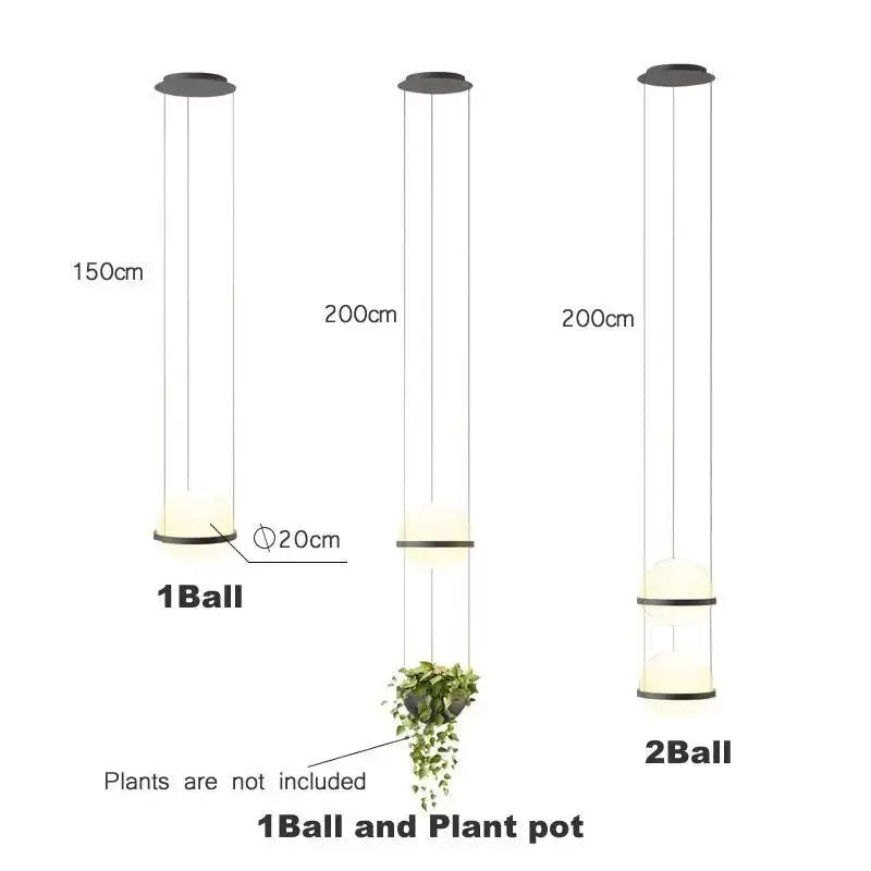 Decorbites™ planter light pendant chandelier with modern minimalist black metal and glass light pendant design