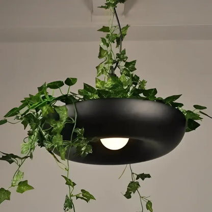 Decorbites™ black matte planter pendant lighting with cascading green ivy vines for stylish interior decor