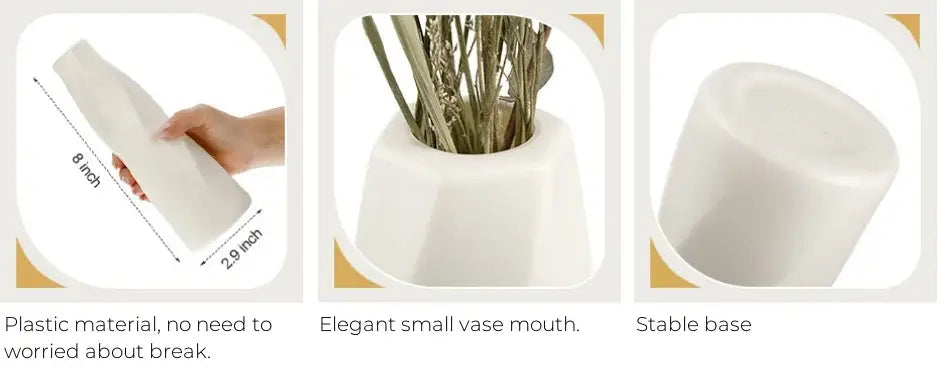 White plastic flower vase with sleek modern design and stable base from decorbites plastic flower vases 6-20 pack
